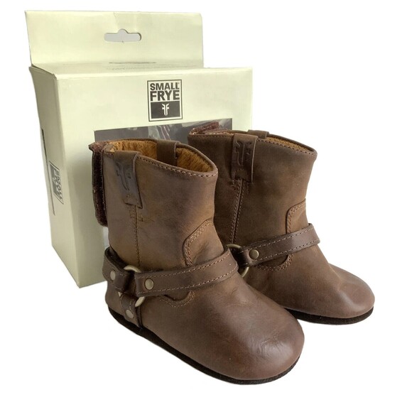 Frye Harness Boots Toddler Size 2 Brown Hook & Loop 3-6 Months - Picture 1 of 15